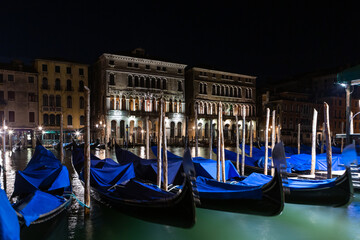 Venice canals and streets at night