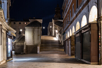 Venice canals and streets at night
