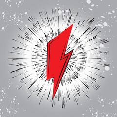 Lighting Strike and Sun Rays Simple Vector Icon Isolated, Vintage Charger Pictogram, Retro Lightning Bolt