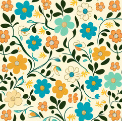 seamless floral pattern, colorful flowers