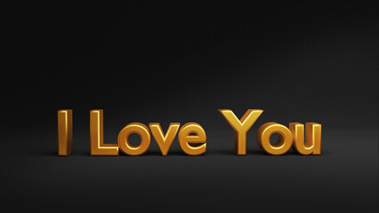 I Love You Gold Black Theme - 3D Render