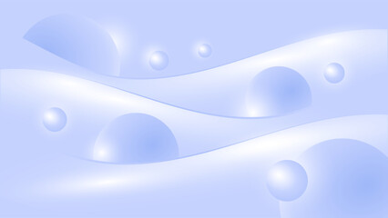 Abstract blue background with soft gradient, waves, 3d spheres and geometric shapes. Design template for wallpaper, cover, post, banner, flyer, social media, poster. Simple vector design trend color. 