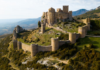 Famous fortress Castillo de Loarre in Navarre. Aragon. Spain