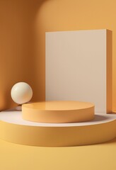 Podium for product advertisement or restaurant menus with colorful background, minimalist design Generative AI