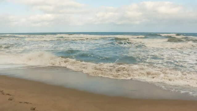 Sea Beach Waves Pan to Southbroom South Africa KZN footprints