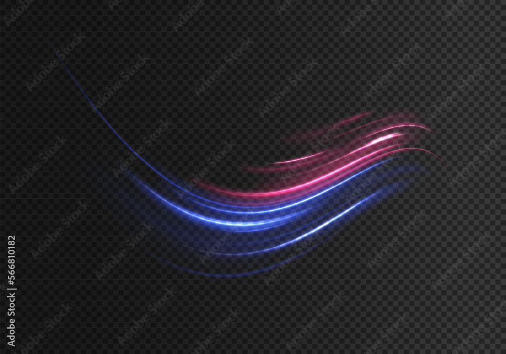 Poster magic moving fast speed police lines. red, blue glowing neon lights line. particle motion light effe