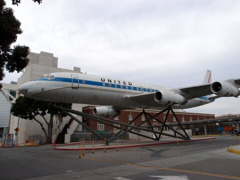 United Douglas DC-8 Jetliner on Display at the California Science Center in Los Angeles