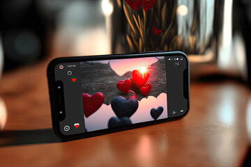 Hearts in a picture of a Phone