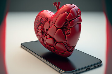 Red Heart coming out of a Phone