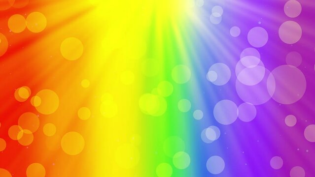 LGBT background with rainbow colors. Animated Sunrays, bokeh, glitter. Loop. 23,98fps