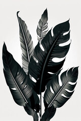 vector graphics with beautiful aquarelle leafs, palm trees - created with AI