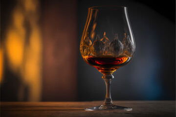 Fancy Glass of Wine Illuminated by Fire Light (Generative AI)