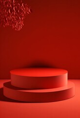 Podium for product advertisement or restaurant menus with colorful background, minimalist design Generative AI