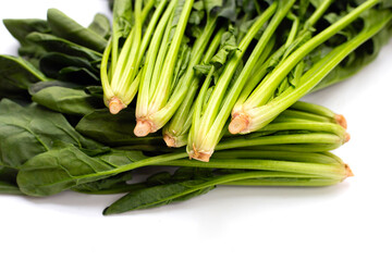 Fresh spinach on white background