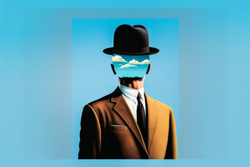 Homme avec un nuage devant le visage. Concept d'un homme avec un avenir incertain - Surréalisme Générative IA