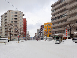 札幌市豊平区中の島の雪道