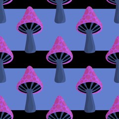 Cartoon autumn seamless mushrooms pattern for Halloween wrapping and kids accessories and clothes print