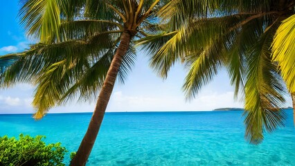 Naklejka premium beach with palm trees