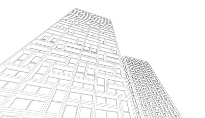 Architecture building digital 3d drawing