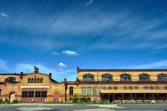Historic and abandoned buildings of the former slaughterhouse in the city of Poznan