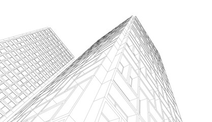 Abstract architectural drawing 3d rendering