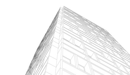 Abstract architectural drawing 3d rendering