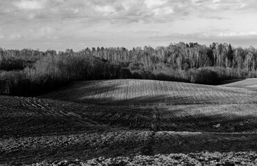Early spring in Latvia, fields, rivers and landscapes