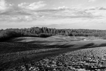 Early spring in Latvia, fields, rivers and landscapes