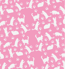 Colorful cat pattern hand drawn vector design, illustration