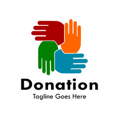 Donation logo  template illustration.there are hands