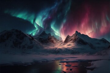 Aurora borealis. Landscape and scenery. Generative AI