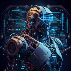 artificial intelligence robot engineer. robot of the future. AI generated