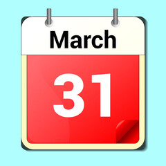 day on the calendar, vector image format, March 31