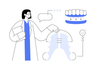 Dental tooth plate abstract concept vector illustration.