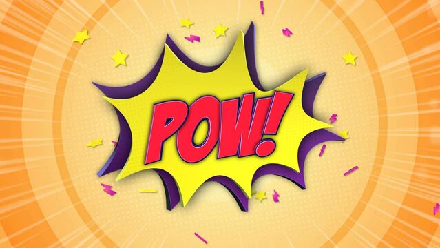 POW Comic Text and Speech Balloon Animation, with Alpha Matte, Loop
