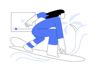 Surfing abstract concept vector illustration.