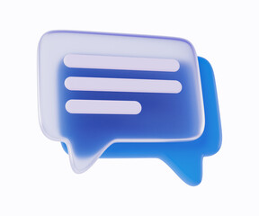 3d chat bubble icon illustration isolated with glass morphism style
