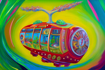 Fantastic flying machine. Created with Generative AI technology.