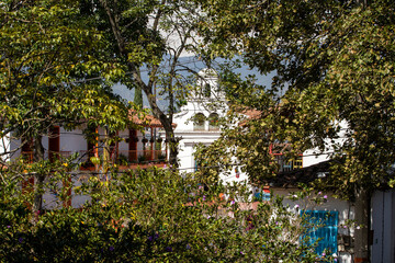 Medellin, Antioquia. Colombia - January 26, 2023. Pueblito Paisa is one of the guardian hills of the city and is located at the top of Cerro Nutibara with an extension of 33 hectares