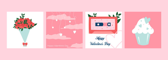 Set of Valentines day card.Holiday banners.
