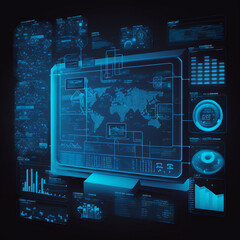 Futuristic Concept of Computer Screen Interface, Software, Computing, Accounting