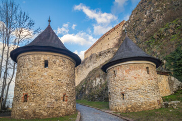 Fototapeta premium Entrance towers to The Trencin Castle in Slovakia, Europe.