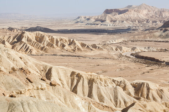 View of the Nahal Tsin canyons in Ein Avdat National Park from Midreshet Ben-Gurion, Israel