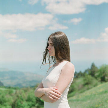 Portrait of an attractive dark-haired woman