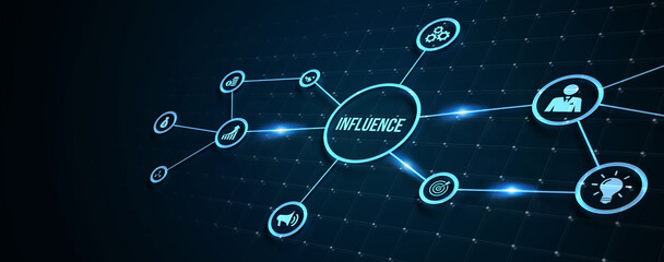 Fototapeta premium Internet, business, Technology and network concept. Influencer marketing concept. 3d illustration.