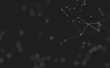 Abstract background. Molecules technology with polygonal shapes, connecting dots and lines. Connection structure. Big data visualization.