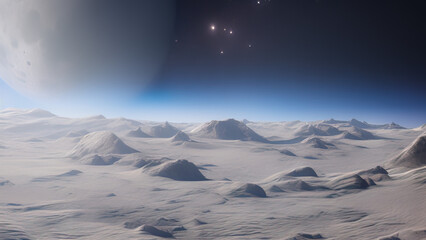 the moon in space, planets, terrain, Generative AI