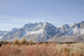 Fototapeta premium Beautiful landscape nature mountain and spring field. winter season in California.