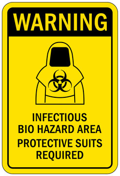 Protective equipment sign and labels infectious bio hazard area