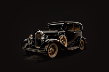 Computer-generated vintage car illustration on black background